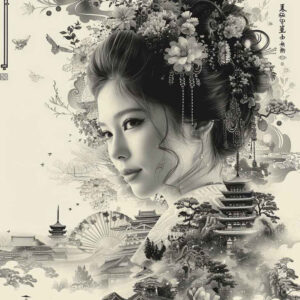 geisha-grace – tattoo design ideas free ai generated – neotraditional-clean-fill – for-toe – Gallery: geisha-inkby-ai