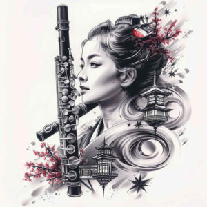 geisha-grace – tattoo design ideas free ai generated – neotraditional-defined-outlines – for-full-back – Gallery: geisha-inkby-ai