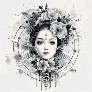 geisha-grace – tattoo design ideas free ai generated – neotraditional-modern-classic – for-abdomen – Gallery: geisha-inkby-ai