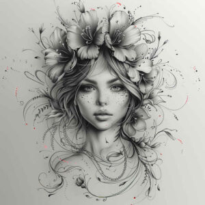 geisha-illustration – tattoo design ideas free ai generated – surrealism-unreal – for-chest – Gallery: geisha-inkby-ai