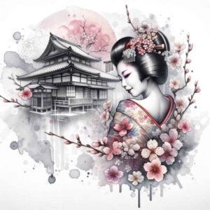 geisha – tattoo design ideas free ai generated – neotraditional-subtle-tone – for-hip – Gallery: geisha-inkby-ai