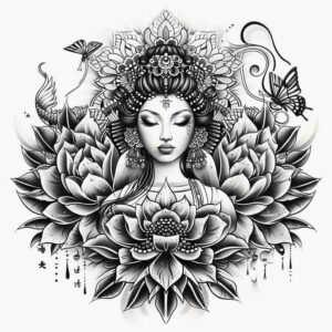 geisha – tattoo design ideas free ai generated – neotraditional-subtle-tone – for-lower-arm – Gallery: geisha-inkby-ai