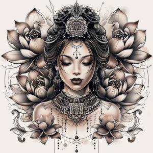 geisha – tattoo design ideas free ai generated – realism-cgi-realism – for-lower-thigh – Gallery: geisha-inkby-ai