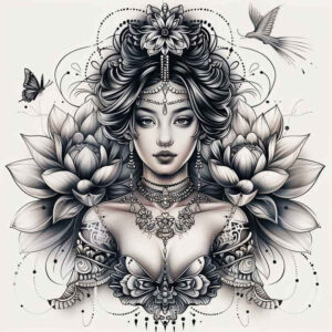 geisha – tattoo design ideas free ai generated – realism-illusion-of-depth – for-nape – Gallery: geisha-inkby-ai