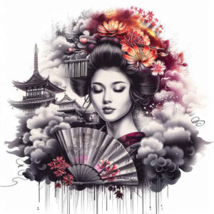 geisha – tattoo design ideas free ai generated – surrealism-metamorphosis – for-forearm – Gallery: geisha-inkby-ai