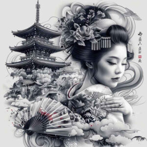 geisha-tattoo-design – tattoo design ideas free ai generated – realism-textured-light – for-wrist – Gallery: geisha-inkby-ai