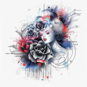 geisha-tattoo – tattoo design ideas free ai generated – realism-natural-tones – for-upper-back – Gallery: geisha-inkby-ai