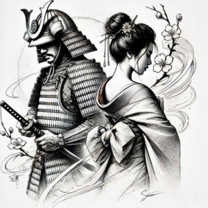 geisha-with-flowers – tattoo design ideas free ai generated – surrealism-imaginative – for-hand – Gallery: geisha-inkby-ai