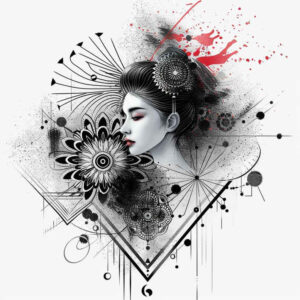 geisha-with-makeup – tattoo design ideas free ai generated – realism-light-play – for-lower-arm – Gallery: geisha-inkby-ai