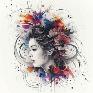 geisha-with-makeup – tattoo design ideas free ai generated – realism-smooth-gradients – for-palm – Gallery: geisha-inkby-ai