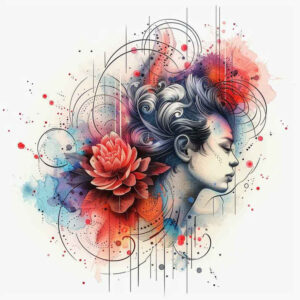 geisha-with-ornament – tattoo design ideas free ai generated – neotraditional-decorative-elements – for-foot – Gallery: geisha-inkby-ai