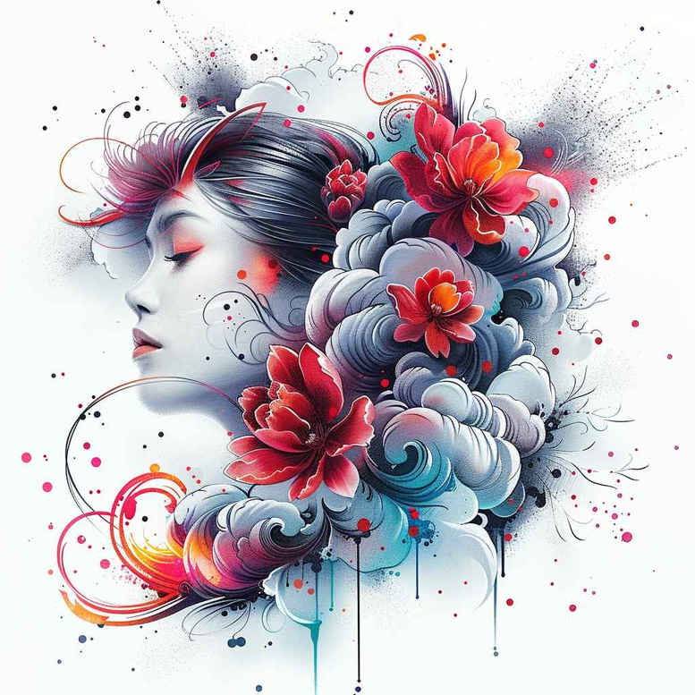 japanese-geisha – tattoo design ideas free ai generated – realism-illustrative-style – for-shoulder – Gallery: geisha-inkby-ai