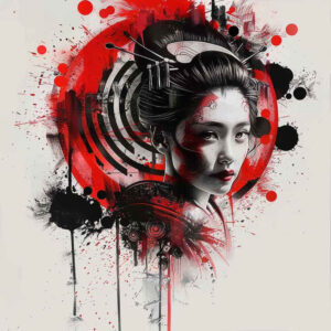 japanese-motif – tattoo design ideas free ai generated – neotraditional-bright-color – for-shoulder – Gallery: geisha-inkby-ai