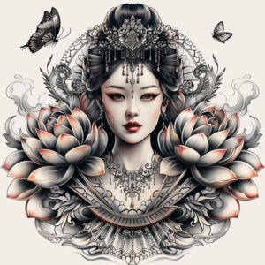 japanese-motif – tattoo design ideas free ai generated – realism-lifelike-eyes – for-wrist – Gallery: geisha-inkby-ai