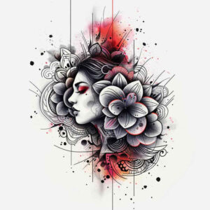 kimono – tattoo design ideas free ai generated – neotraditional-smooth-gradients – for-ankle – Gallery: geisha-inkby-ai