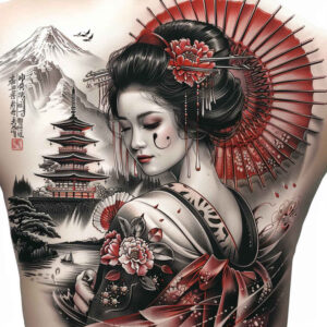 kimono – tattoo design ideas free ai generated – realism-photo-ink – for-ankle – Gallery: geisha-inkby-ai
