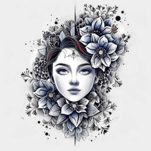 subtle-figure – tattoo design ideas free ai generated – neotraditional-artful-color – for-side – Gallery: geisha-inkby-ai