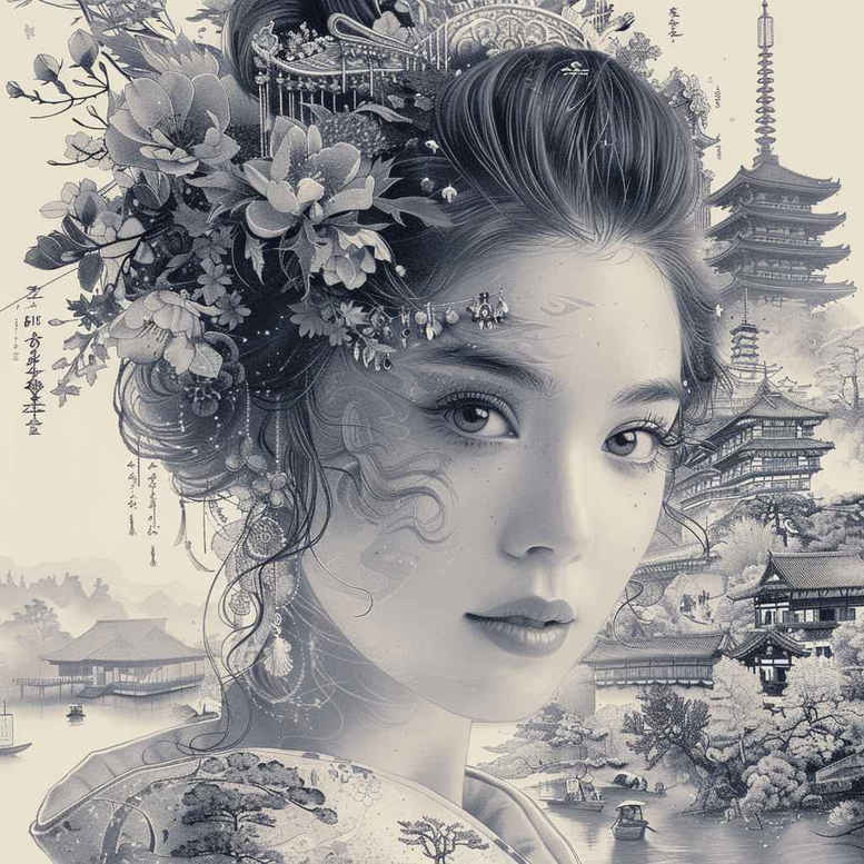 geisha tattoo design ideas Realism skin texture artistic detail embodying determination