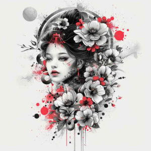 geisha tattoo design ideas enhanced color artistic detail embodying perseverance
