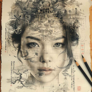 geisha tattoo design ideas Surrealism symbolic artistic detail for toe