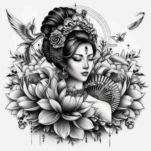 geisha tattoo design ideas realistic movement artistic detail meaning strength