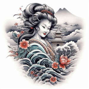 geisha tattoo design ideas artistic contrast cultural for upper chest