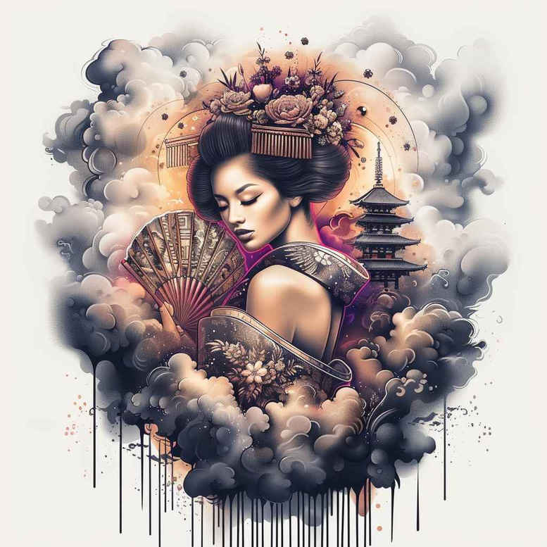 geisha tattoo design ideas watercolor-style cultural represents courage