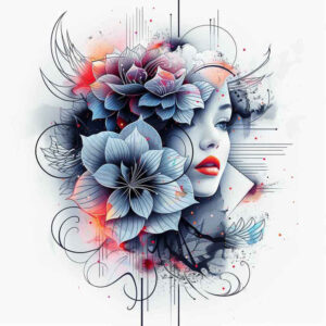 geisha tattoo design ideas Realism reflection effect delicate for heel