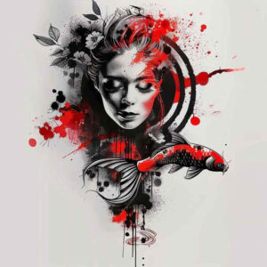 geisha tattoo design ideas Realism optical depth delicate for temple