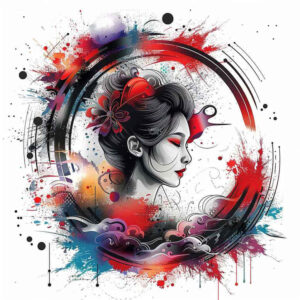 geisha tattoo design ideas layered shading delicate shading for sternum