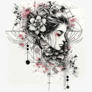 geisha tattoo design ideas Surrealism imaginative detailed faces for hip