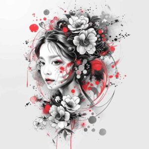 geisha tattoo design ideas Realism visual accuracy detailed kimono for lower leg