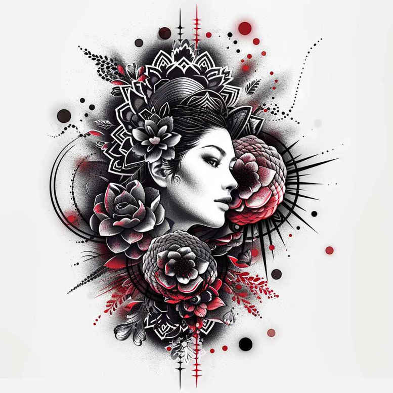 geisha tattoo design ideas bold texture detailed kimono for triceps