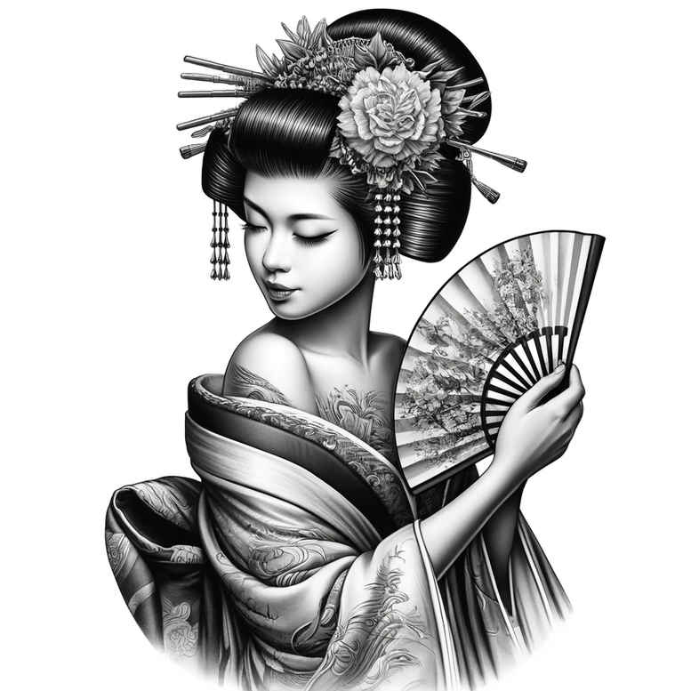 geisha tattoo design ideas ink realism facial expression embodying endurance