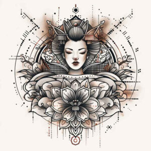 geisha tattoo design ideas hyperrealistic facial expression for forearm
