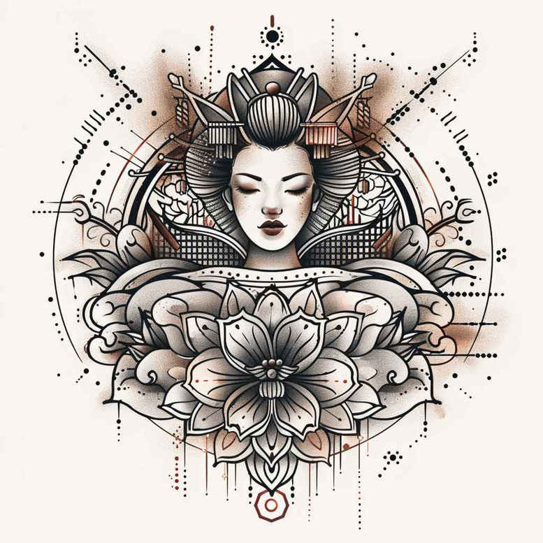 geisha tattoo design ideas hyperrealistic facial expression for forearm