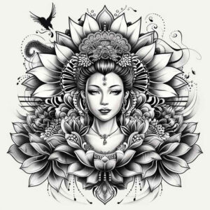 geisha tattoo design ideas atmospheric floral motifs for foot