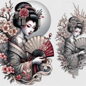 geisha tattoo design ideas beyond reality floral patterns for full back