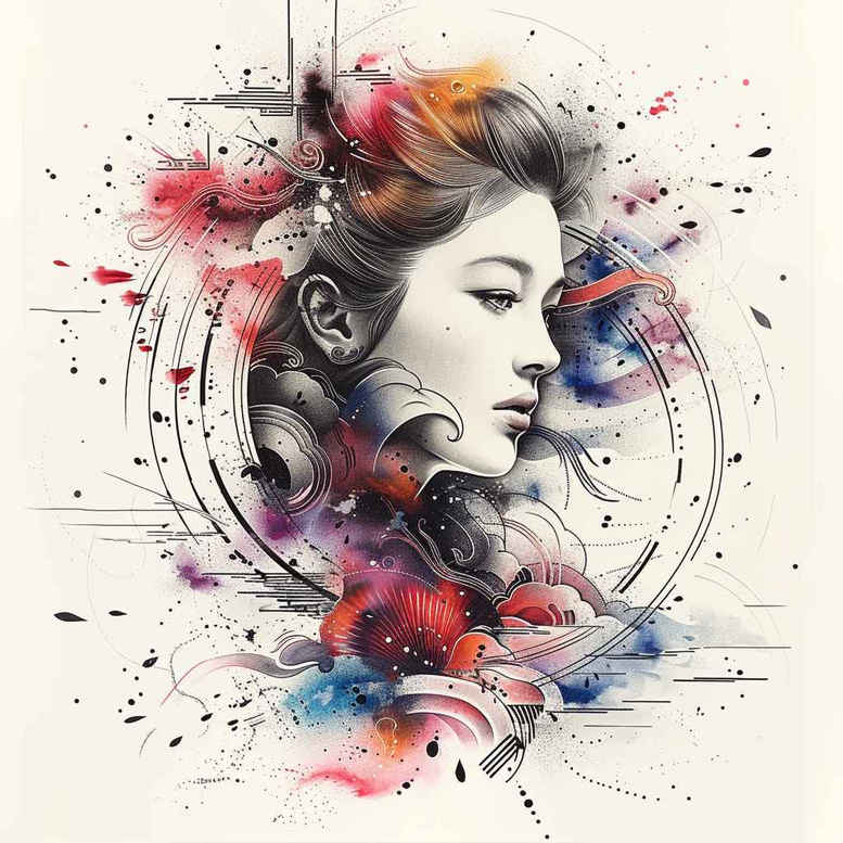 geisha tattoo design ideas dynamic linework graceful for side torso
