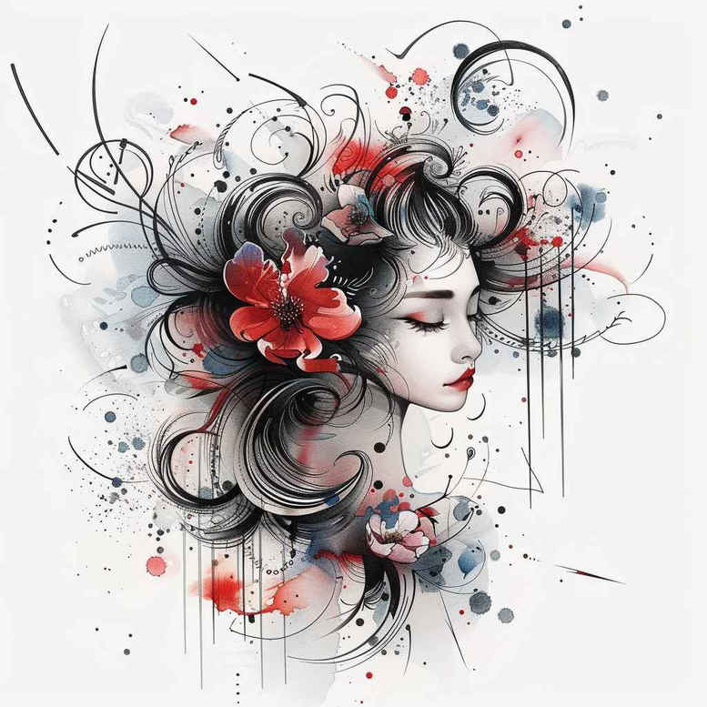geisha tattoo design ideas matte-finish graceful perseverance and power