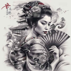 geisha tattoo design ideas high-resolution graceful posture symbol of strength