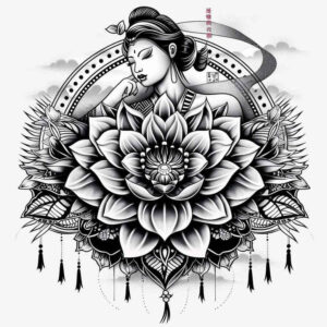 geisha tattoo design ideas layered fill graceful symbol of strength