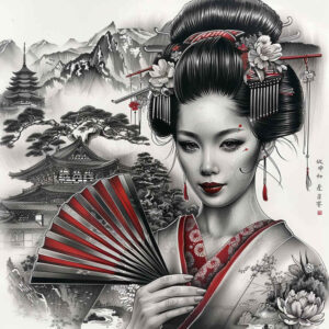 geisha tattoo design ideas ornamental kimono for chest