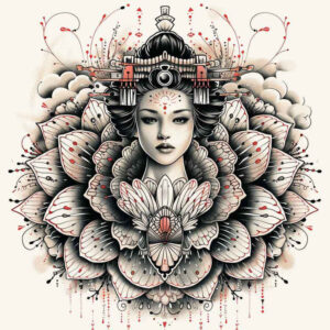 geisha tattoo design ideas modern classic kimono for chest
