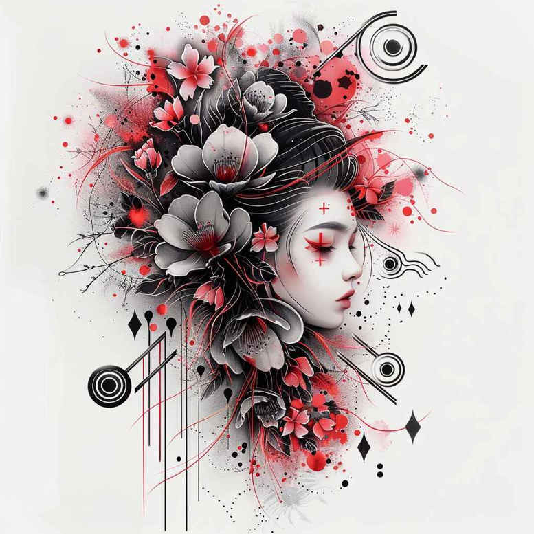 geisha tattoo design ideas surreal kimono for collarbone