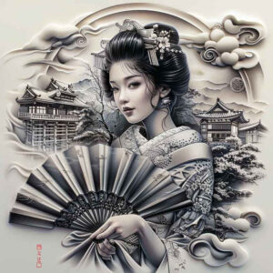 geisha tattoo design ideas gradient fills kimono represents endurance