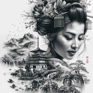 geisha tattoo design ideas color richness natural beauty symbolising determination