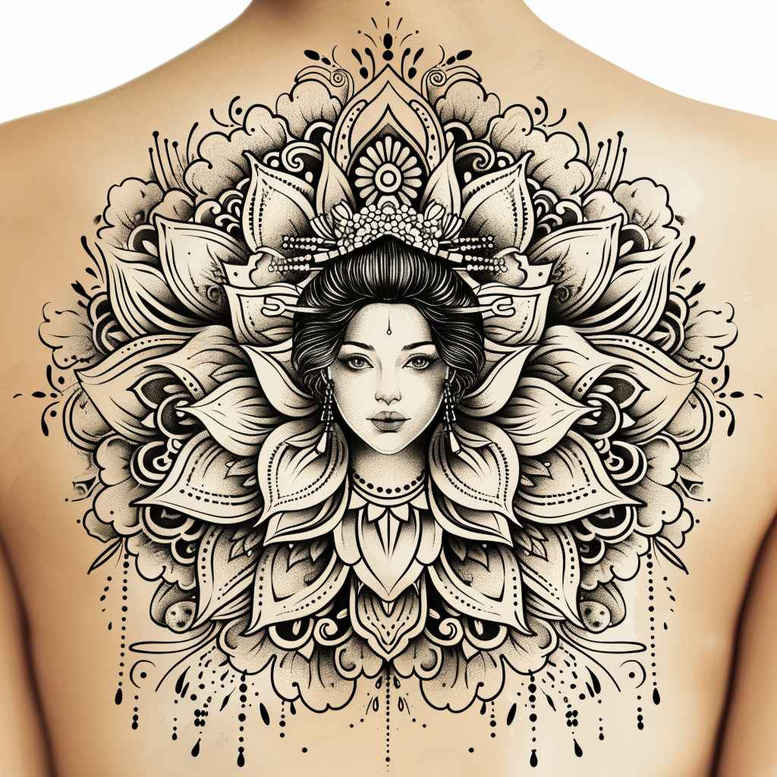 geisha tattoo design ideas Realism visual truth ornamental design for shoulder
