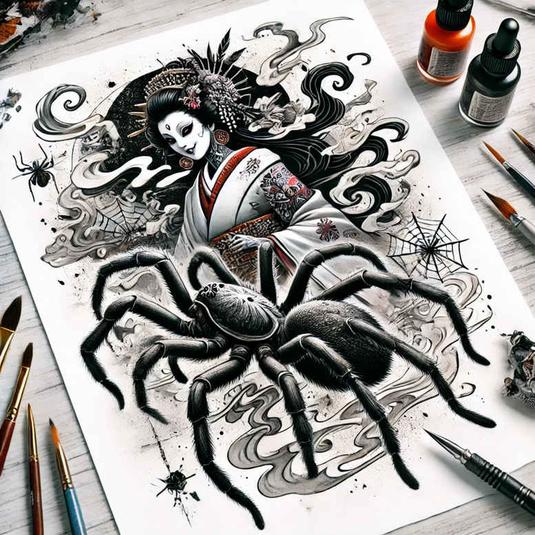 geisha tattoo design ideas saturated ornamental design symbol of determination