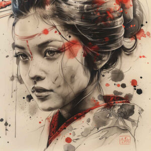 geisha tattoo design ideas bold highlights ornamental design symbol of endurance